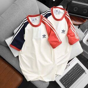 Adidas Classics Original 3 Stripes Tee Shirt Trefoil Retro Men Vanilla Orange